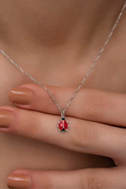 Heliophilia Silver Collar de Plata de Ley 925 con Piedra de Esmalte